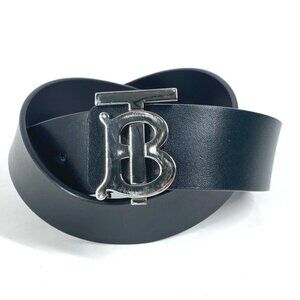 BURBERRY TB logo belt Leather Black/SilverHardware